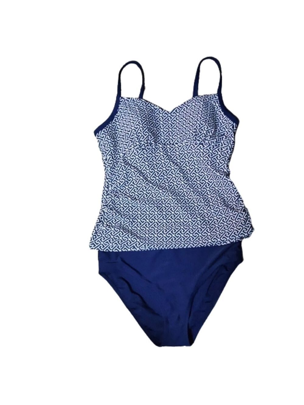 Christina two pieces swimming suit color blue and white size 14